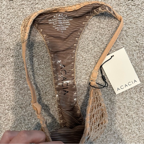 NWT Acacia Swimwear Tan Crochet Bikini - Baja Top (M) + Neema Bottom (S) in Oat - Picture 9 of 12